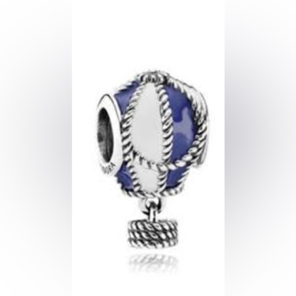 Authentic Pandora Blue and White Enamel Sterling Silver Hot Air Balloon Charm